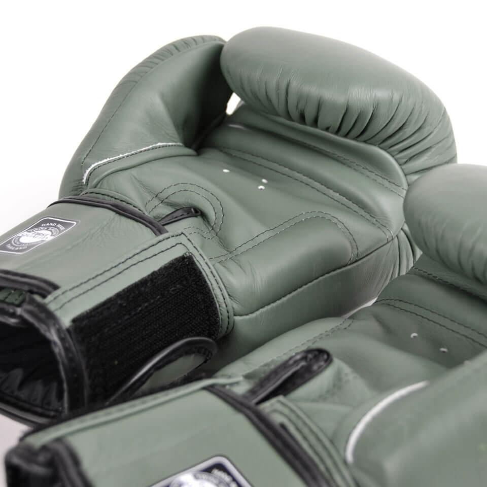 Twins BGVL3 Velcro Boxing Gloves Olive Green - Gymzey.com