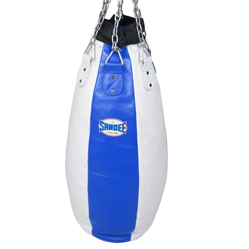 Sandee Full Leather Teardrop Punch Bag Blue/White