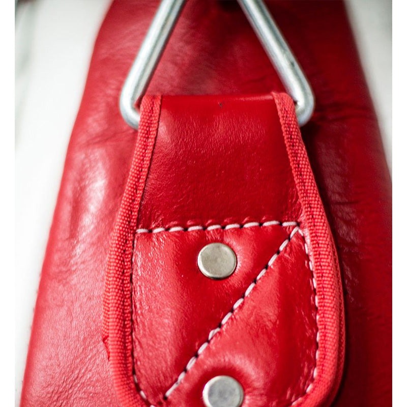 Sandee Full Leather Teardrop Punch Bag Red/White