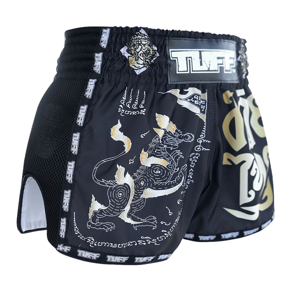 TUFF MSC117 Muay Thai Shorts Retro Black Singha Yantra