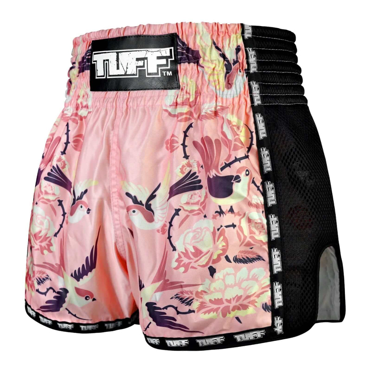 TUFF MSC123 Retro Shorts Pink Birds With Roses