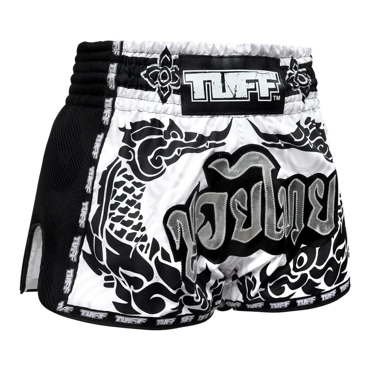 TUFF MSC108 Muay Thai Shorts Retro White The Great Hongsa