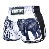 TUFF MSC112 Muay Thai Shorts Retro White War Elephant