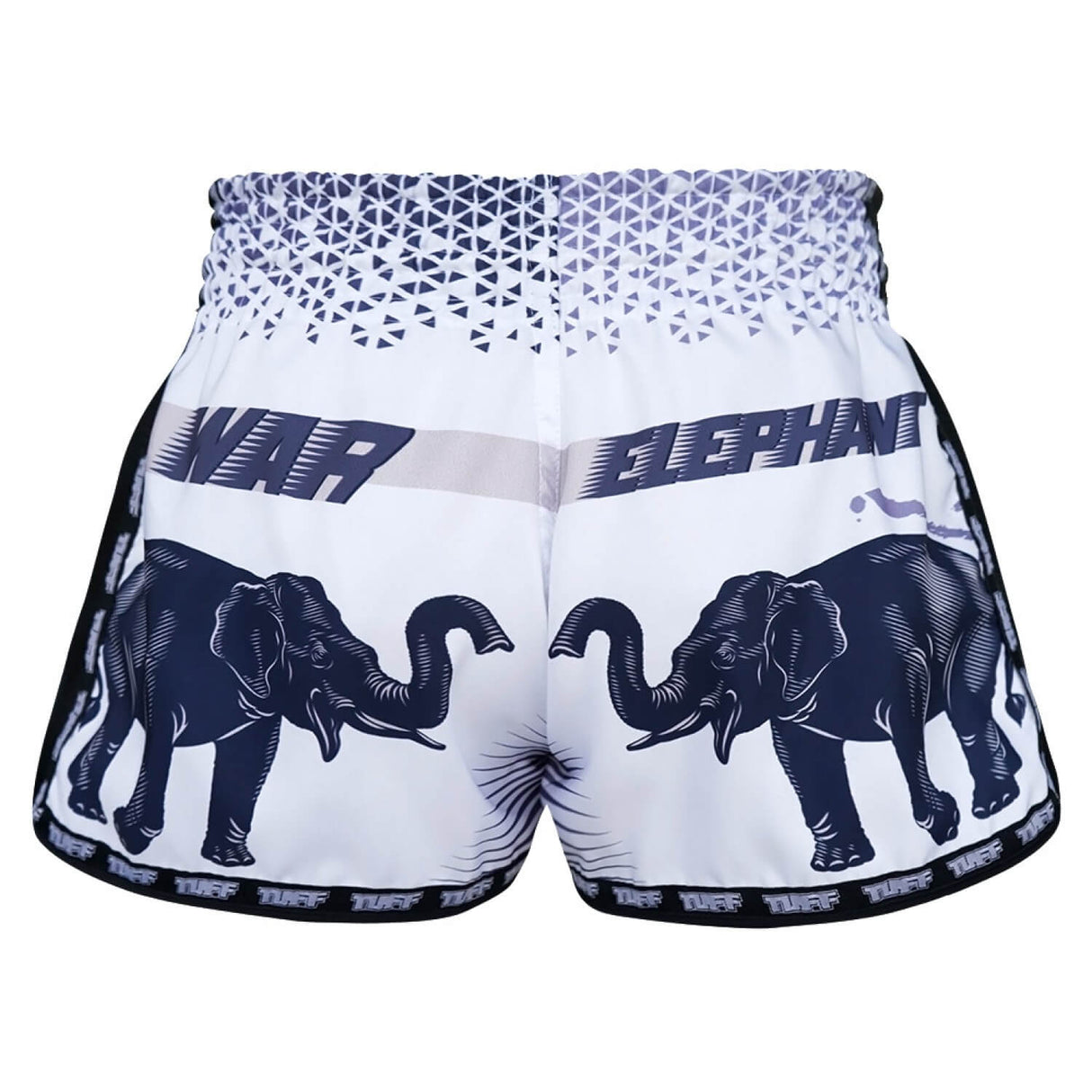 TUFF MSC112 Muay Thai Shorts Retro White War Elephant