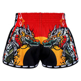 TUFF MSC113 Muay Thai Shorts Retro Red Chinese Dragon and Tiger