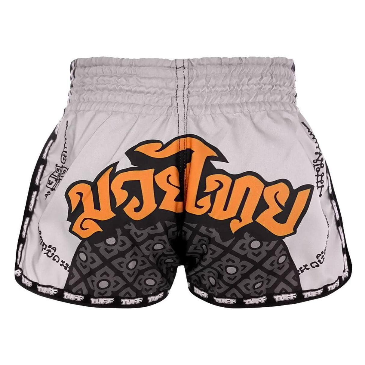 TUFF MSC118 Muay Thai Shorts Retro Grey Hanuman Yantra