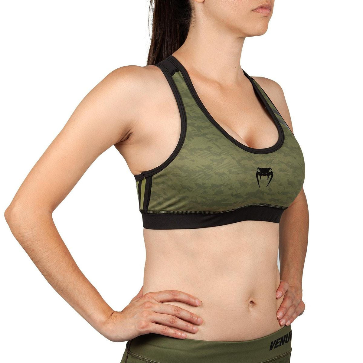 Venum Womens Power 2.0 Sports Bra - Khaki/Black - Gymzey.com