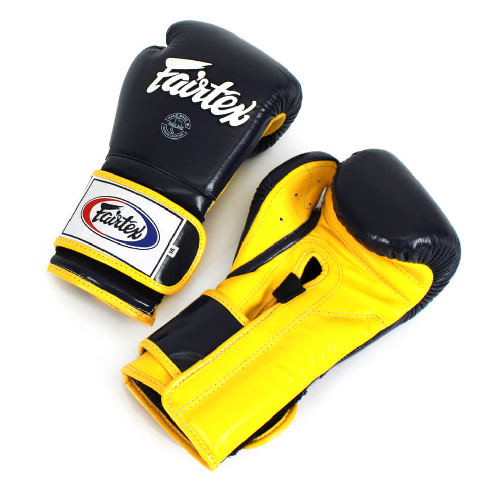 Fairtex BGV9 Mexican Style Boxing Gloves Blue/Yellow