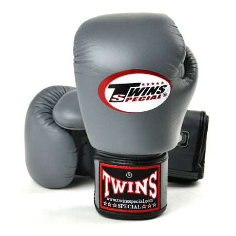 Twins BGVL3 Velcro Boxing Gloves Grey - Gymzey.com