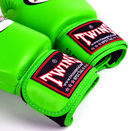 Twins BGVL3 Velcro Boxing Gloves Lime Green - Gymzey.com