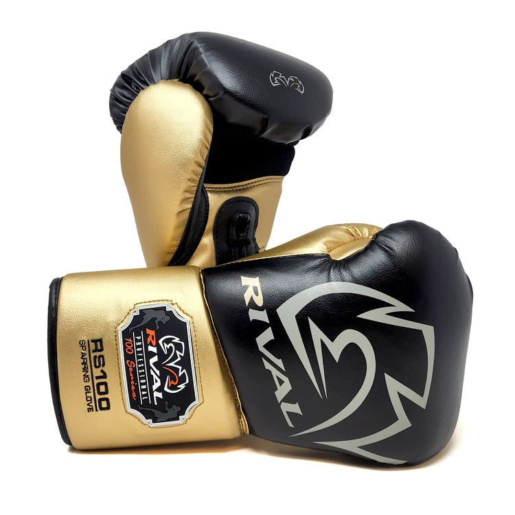 Rival RS100 Professional Sparring Gloves Black/Gold