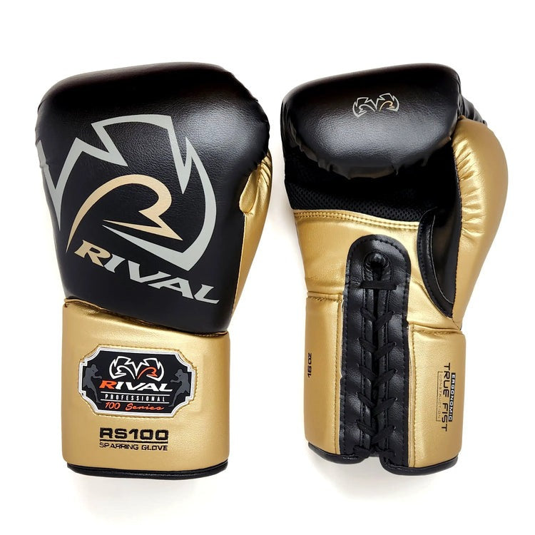 Rival RS100 Professional Sparring Gloves Black/Gold