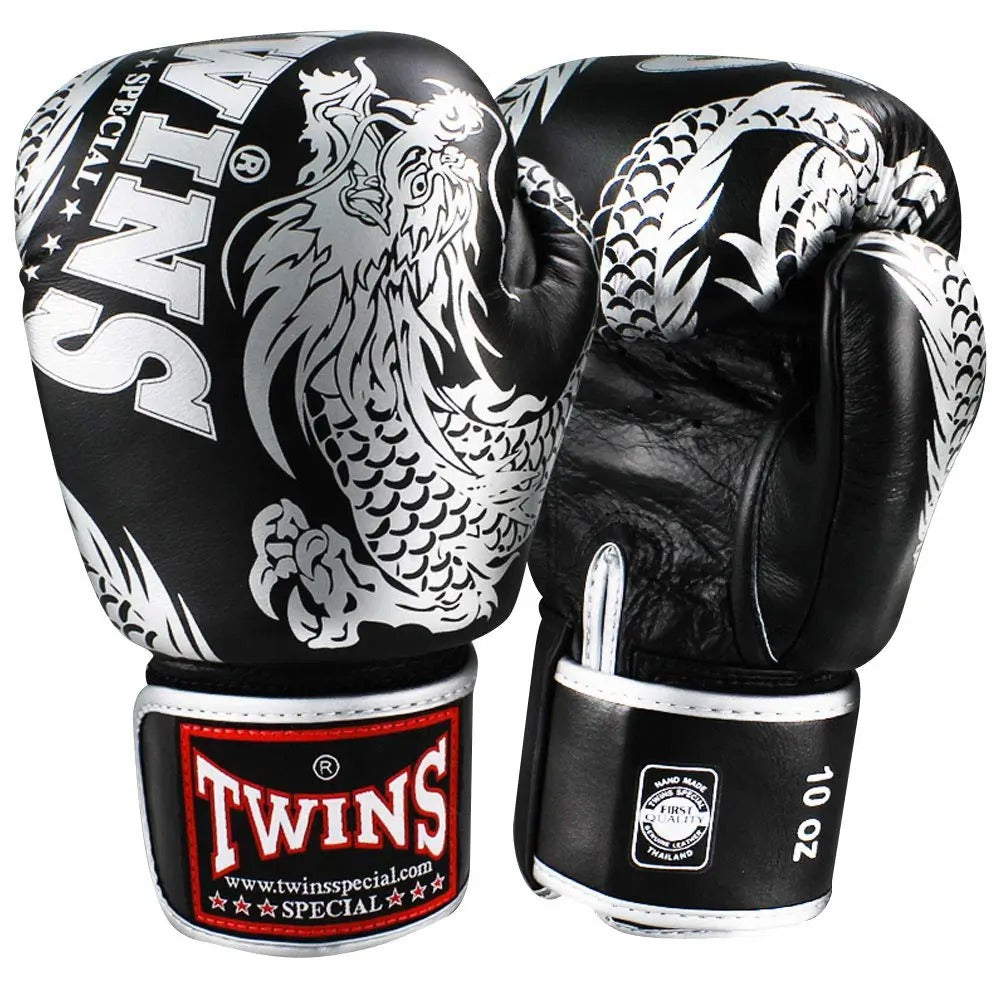 Twins FBGVL3-49 Dragon Boxing Gloves - Black/Silver