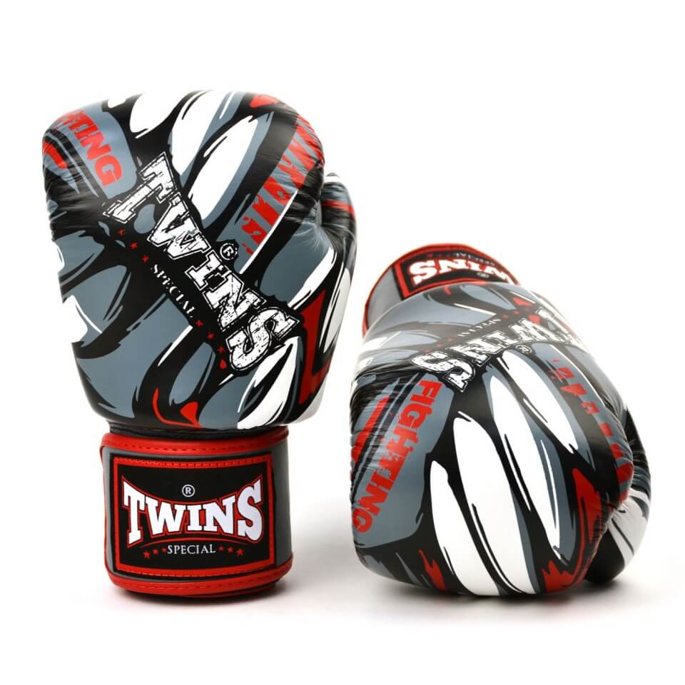 Twins FBGVL3-55 Demon Boxing Gloves - Grey/Red