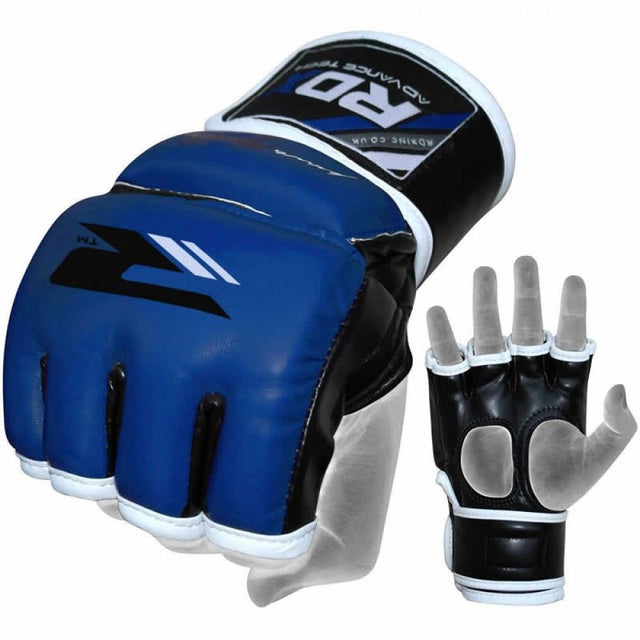 RDX Grappling MMA Training Leather-X Gloves - Blue - Gymzey.com