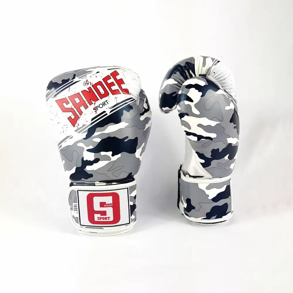 Sandee Sport Muay Thai Gloves Camo Grey