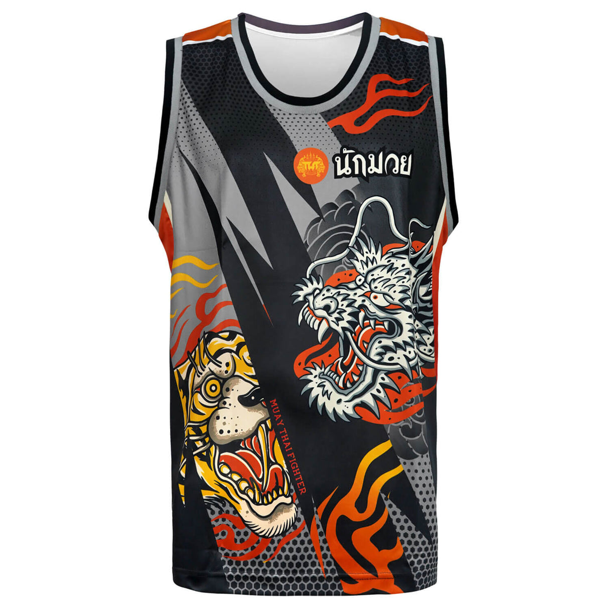 TUFF TT105 Tank Top Black Dragon and Tiger