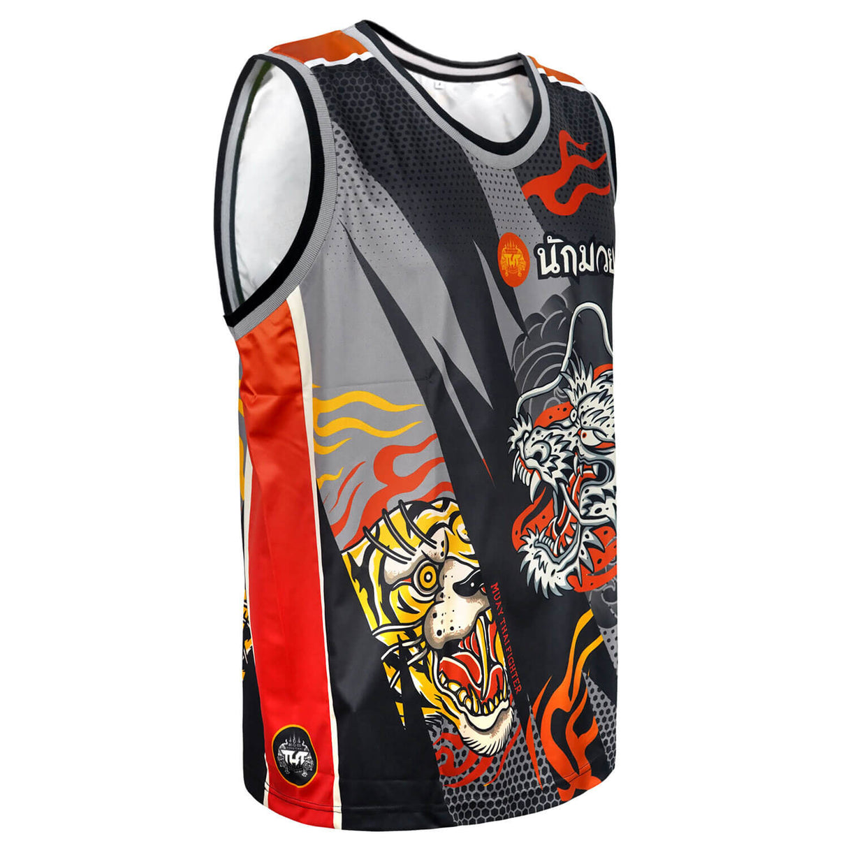 TUFF TT105 Tank Top Black Dragon and Tiger