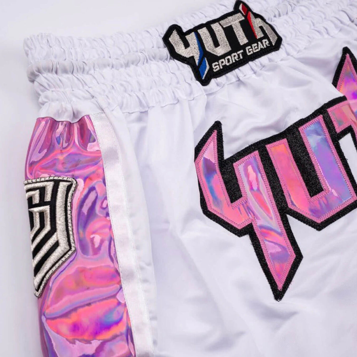 Yuth Hologram Muaythai Shorts White/Pink